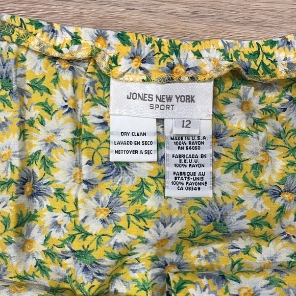 VTG 90s Y2K Daisy Print Yellow Button Down Rayon Maxi Skirt 12 - Picture 4 of 6